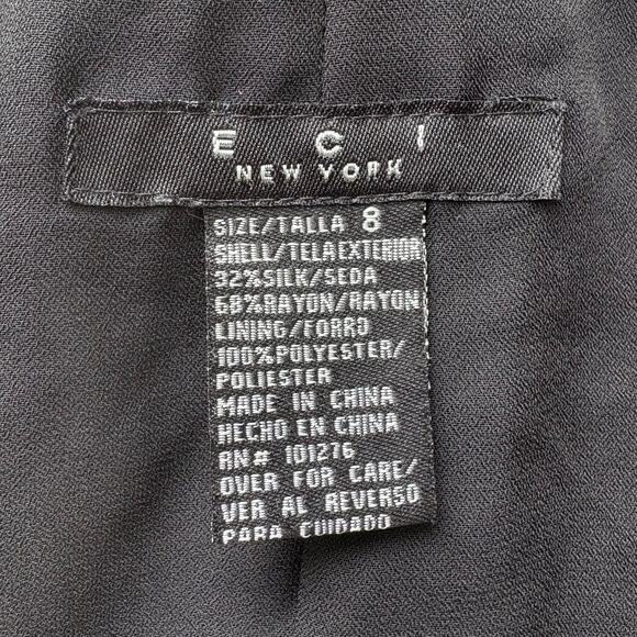 ECI Top Sz 8 Black Silk Velvet Burnout Jacket Floral 2 Button Y2K Whimsigoth - Picture 12 of 14